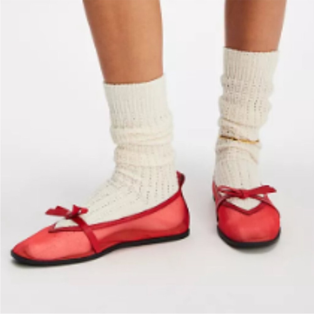 Free People Vibrant Red Flats Mesh Size 6
